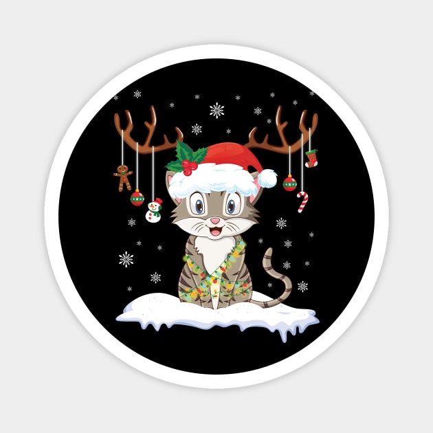 Cat Reindeer Santa Noel Costume Dancing On Snow Merry Xmas Magnet by bakhanh123